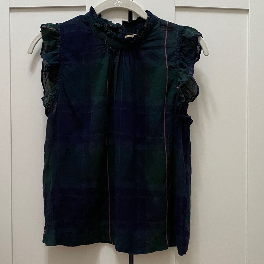 Isabella Sinclair Plaid Ruffle-Sleeve Top